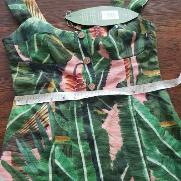 NWT FARM Rio 100% Linen Tropical Chic Trendy Amazonia Forest Mini Dress Size XS - Picture 6 of 14